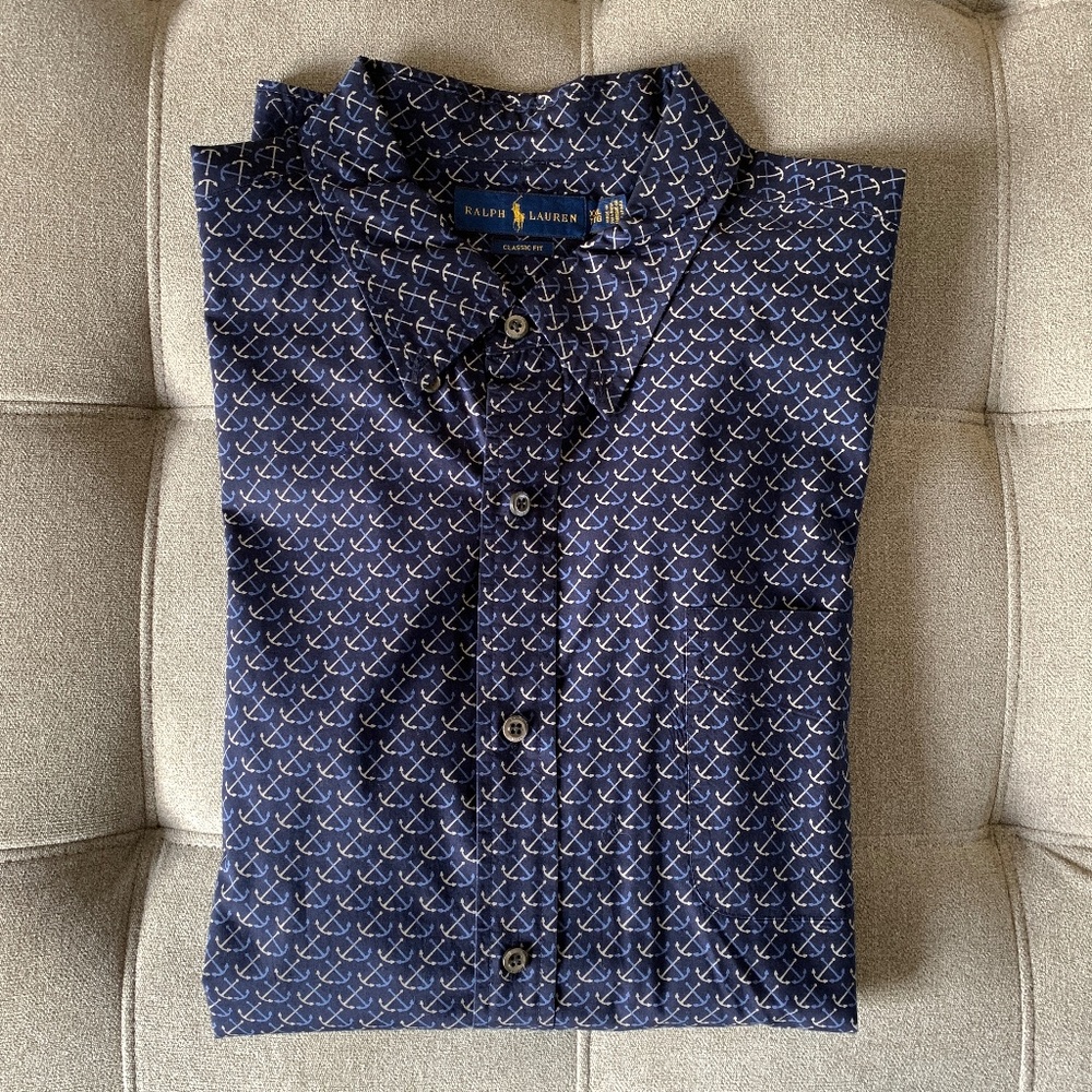 Ralph Lauren button down shirt anchor Men's XXL classic fit